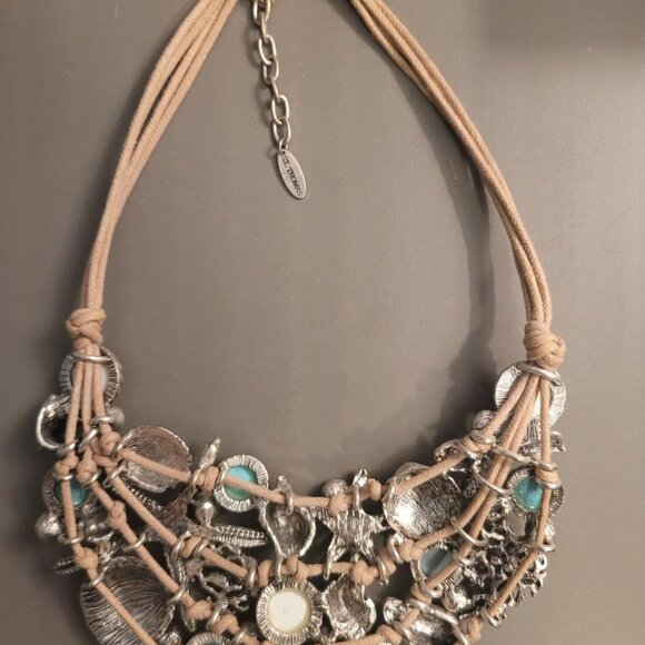 Ocean-Inspired Silver and Blue Necklace - Picture 2 of 3